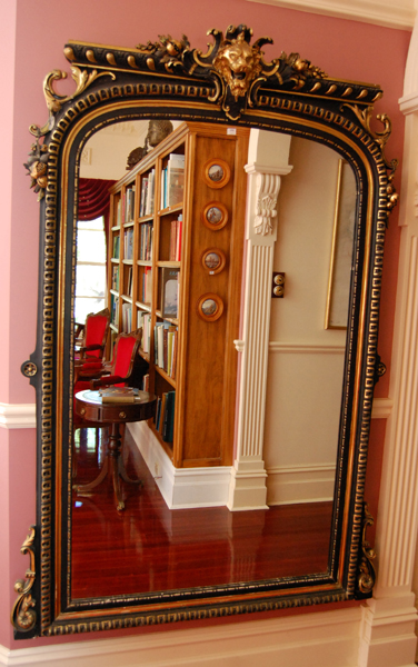 Appraisal: A TH CENTURY FRENCH EBONISED AND GILT OVERMANTEL MIRROR The