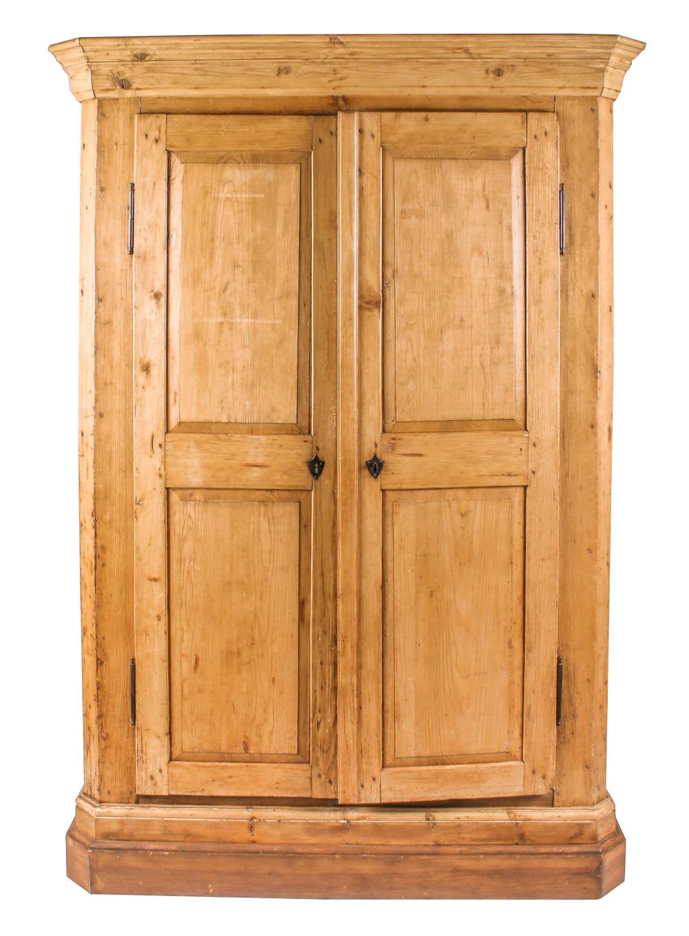 Appraisal: RUSTIC PINE TWO ARMOIRElate th century the hinged doors enclosing