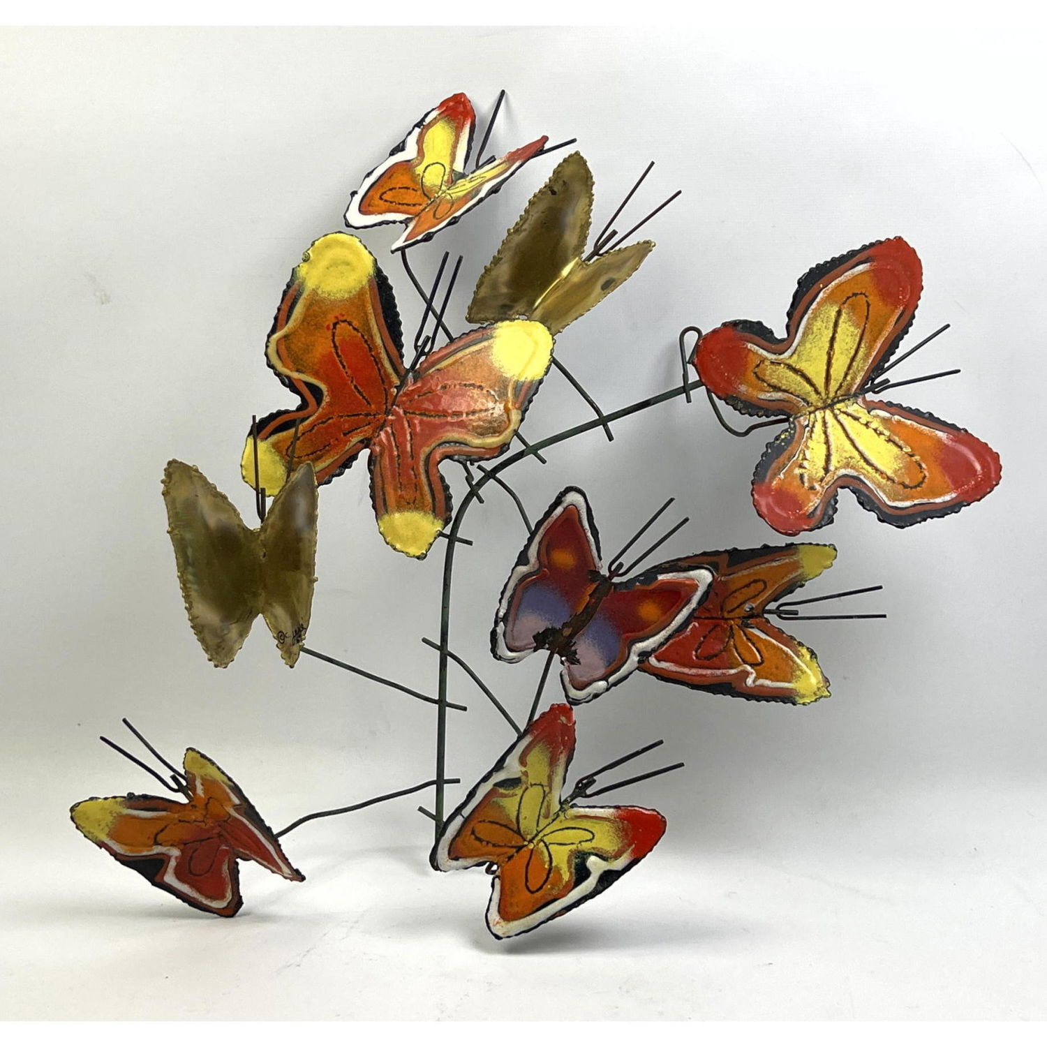 Appraisal: C JERE enamel brass butterfly sculpture Dimensions H inches W