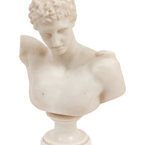 Appraisal: A Carved White Marble Grand Tour Bust of Hermes of