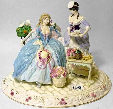 Appraisal: Coalport Figure group th Heirloom Figure of Two Ladies Taking