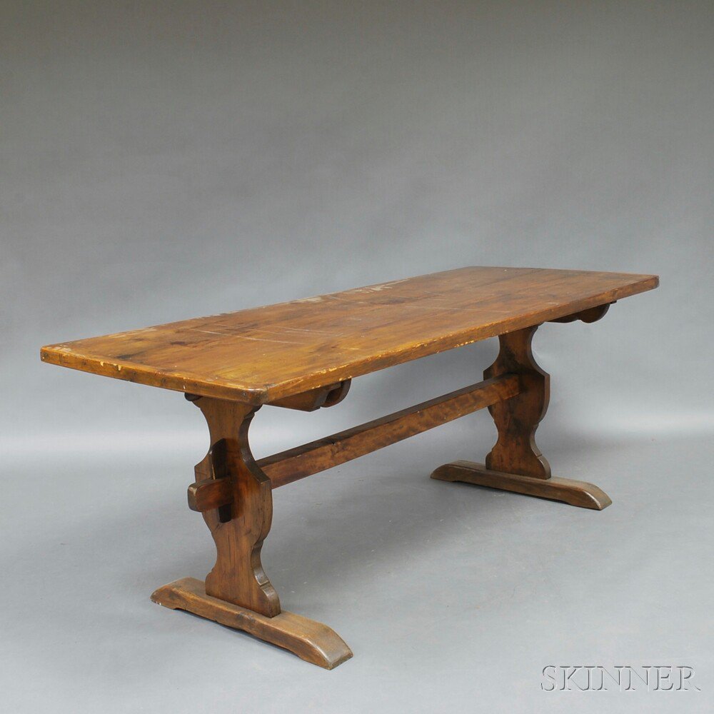 Appraisal: Pine Trestle Table th th century ht wd dp in