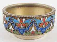 Appraisal: A Russian standard cloisonne silver salt by Grachev Moscow circa