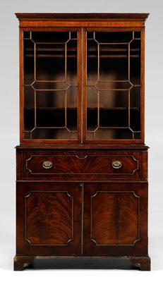 Appraisal: Chippendale secretary bookcase mahogany two-case construction upper case with glazed