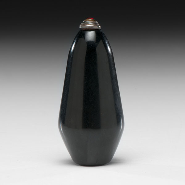 Appraisal: Chinese early th century An elongated jet snuff bottle tapering