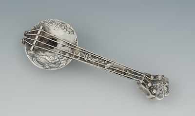 Appraisal: A Dutch Silver Mandolin Shape Perfumer ca standard silver mandolin