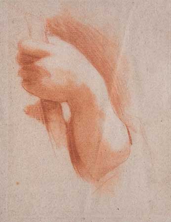 Appraisal: ITALIAN SCHOOL th-century Study of a Hand Red chalk on