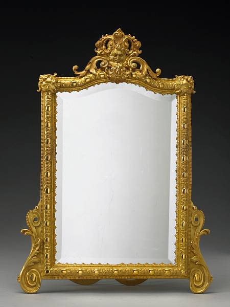 Appraisal: A R gence style gilt bronze table mirror th century