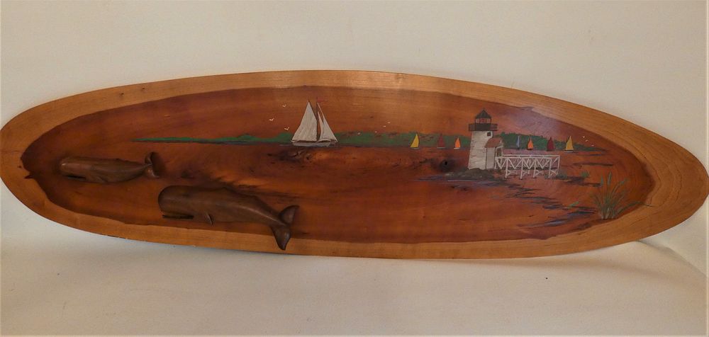 Appraisal: NANTUCKET CARVED PLAQUE BY OTTISON Hand carved and painted oval