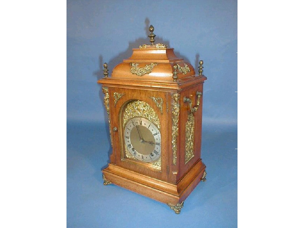 Appraisal: An early thC walnut cased bracket clock the brass dial