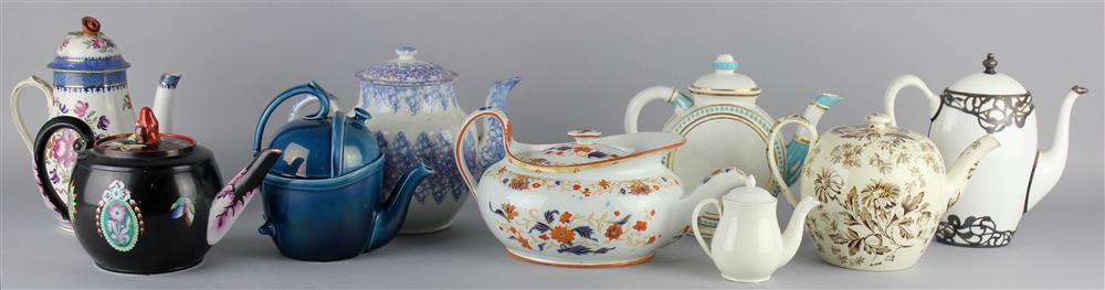 Appraisal: NINE ASSORTED ENGLISH TEAPOTS AND COVERS including a Wedgwood oval