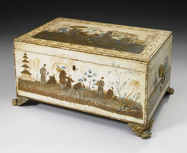 Appraisal: A Regency polychrome decorated box first quarter th century Of