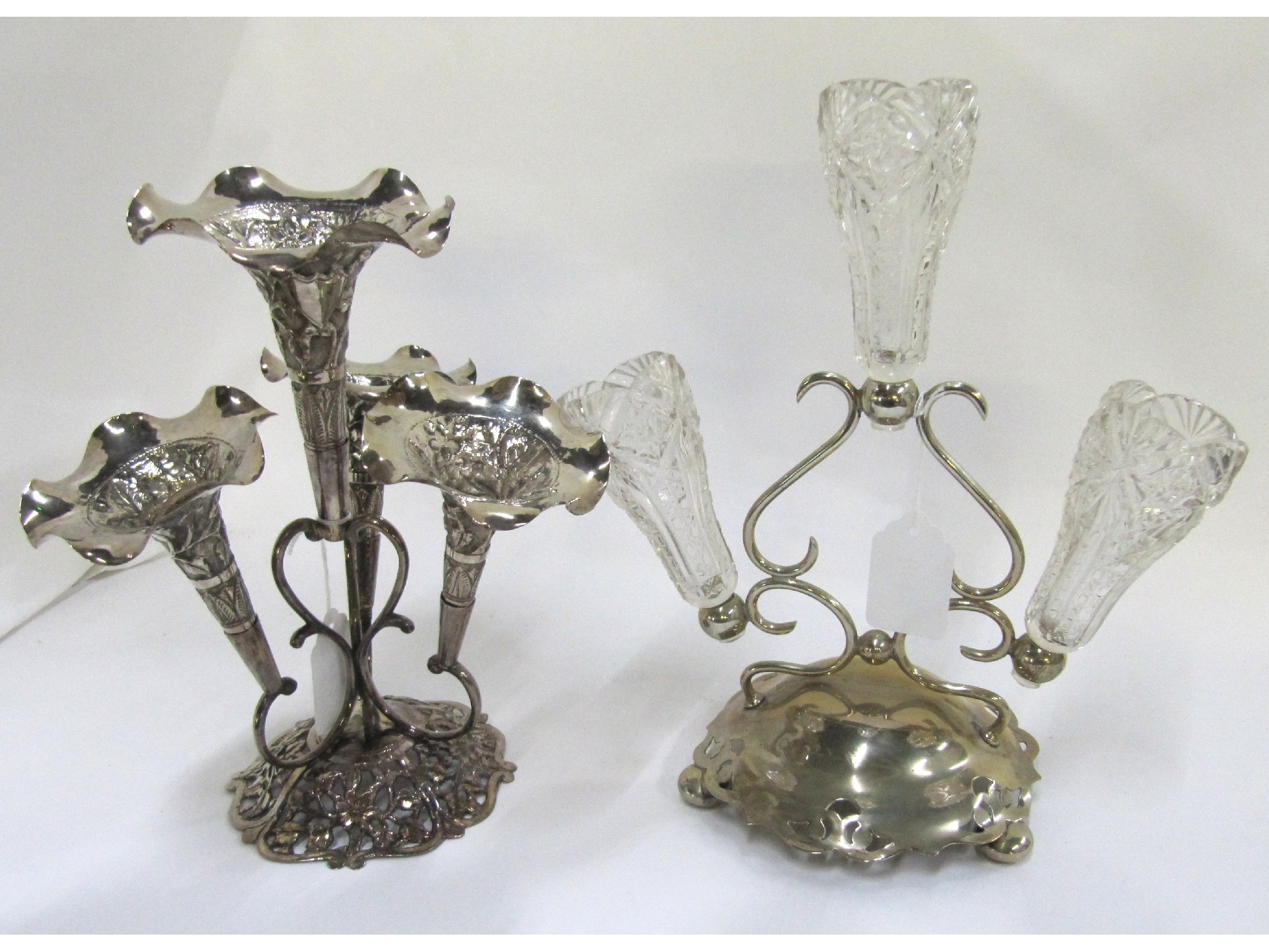 Appraisal: A lot comprising a white metal -branch epergne and an