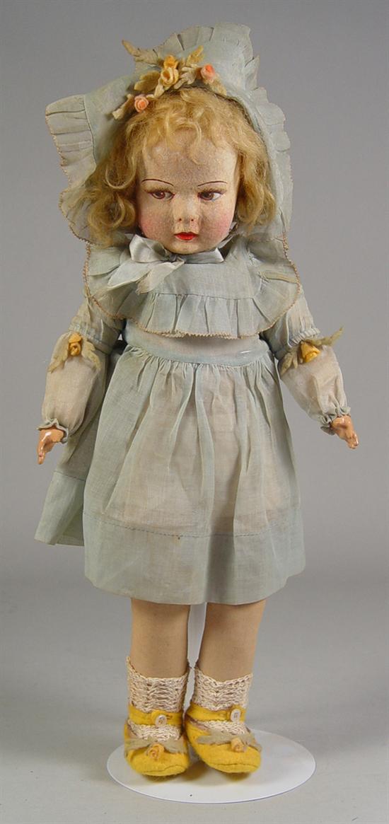 Appraisal: French Gre-Poir Lenci Type Doll Circa Mask face Brown side