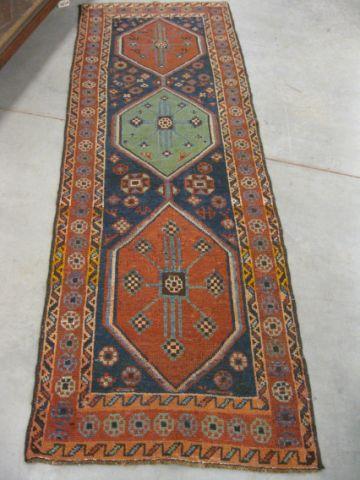 Appraisal: Kord Persian Handmade Runner trio of large medallions indigio field