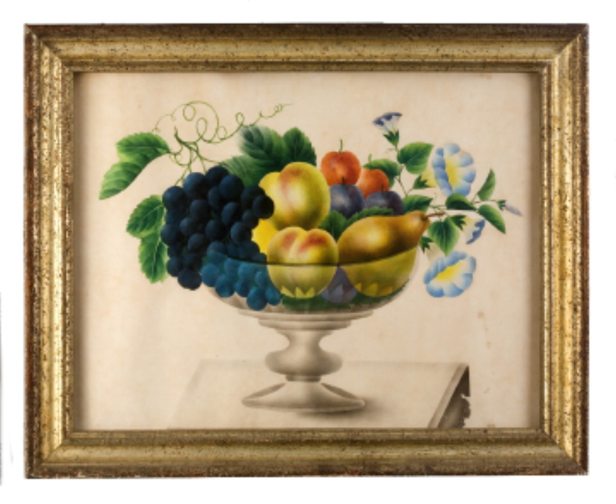 Appraisal: AMERICAN THEOREM WITH A GLASS COMPOTE OF FRUIT AND FLOWERS