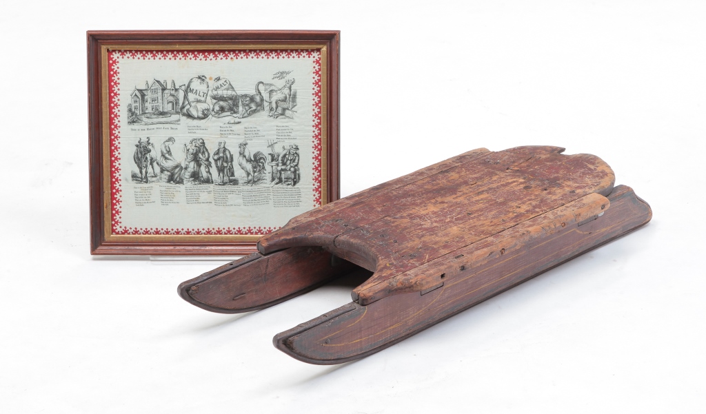 Appraisal: Late th-early th century Wooden sled with iron runners and