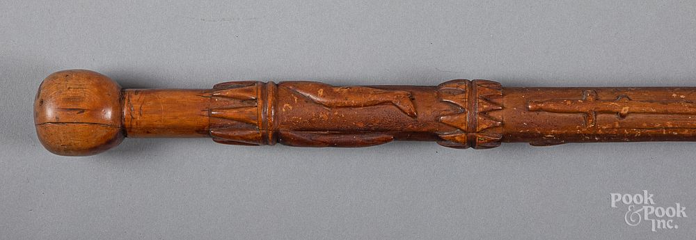 Appraisal: Carved cane early th c Carved cane early th c