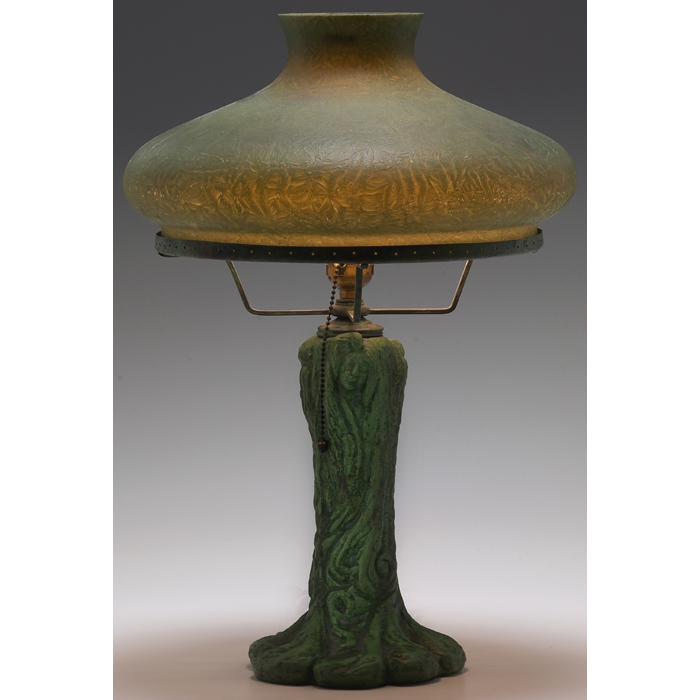 Appraisal: Wheatley Handel table lamp Wheatley pottery base with three sculpted