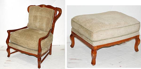 Appraisal: An Italian Baroque style wing chair and ottoman height in