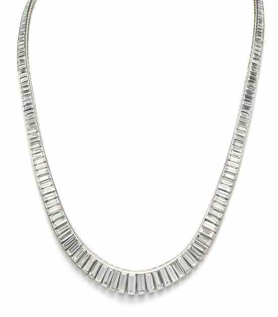 Appraisal: A Vintage Platinum and Graduated Diamond Necklace containing numerous graduated