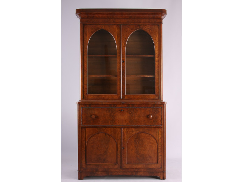 Appraisal: American Gothic Two Part Secretary ca - beautifully figured mahogany