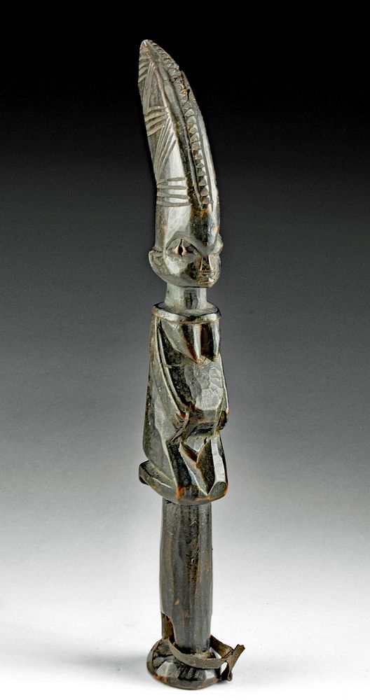 Appraisal: th C Nigerian Yoruba Wooden Wand w Female Figure West