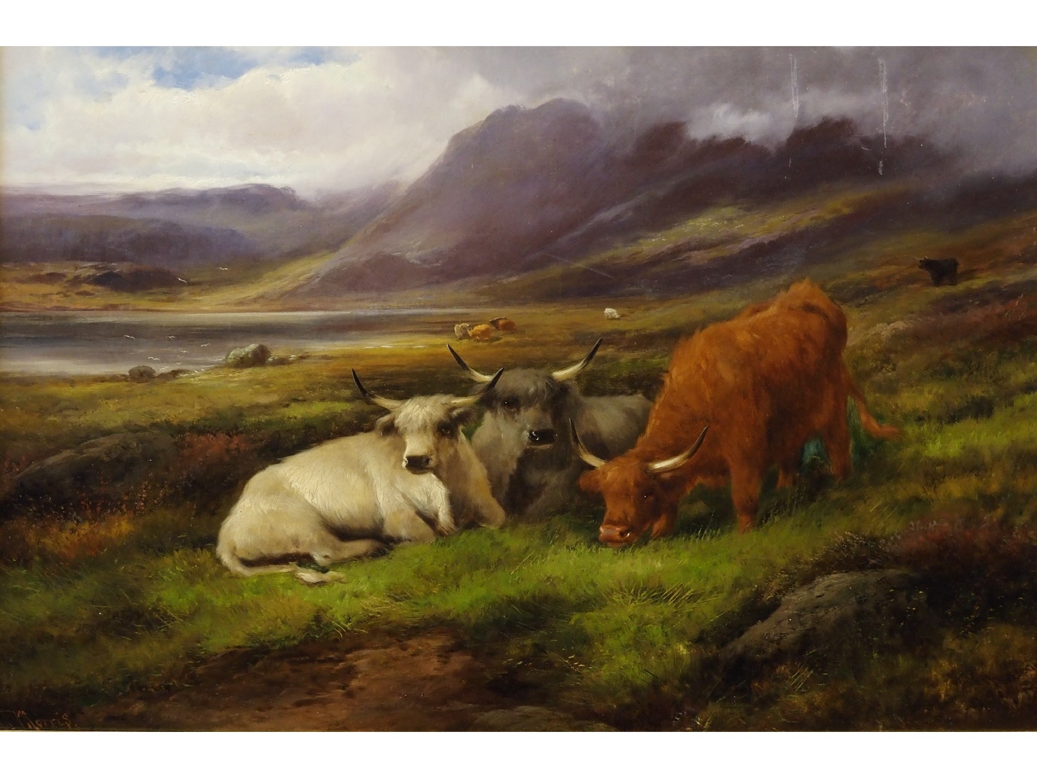 Appraisal: JOHN W MORRIS Irish act - HIGHLAND COWS LOCH-SIDEOil on