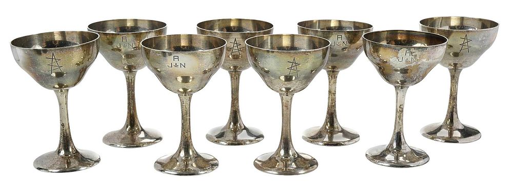 Appraisal: Set of Eight Sterling Kirk Goblets American th century short