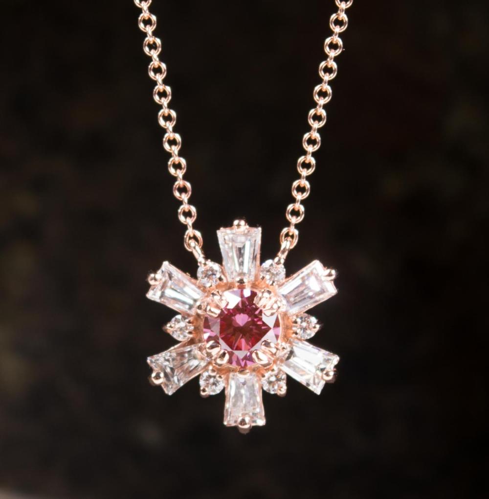 Appraisal: PINK AND WHITE DIAMOND PENDANT NECKLACE with an k rose