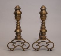 Appraisal: Pair of Brass Andirons Late th Century Early th Century