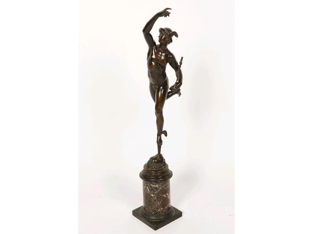 Appraisal: A CAST BRONZE SCULPTURE OF MERCURY after Giovanni Bologna the