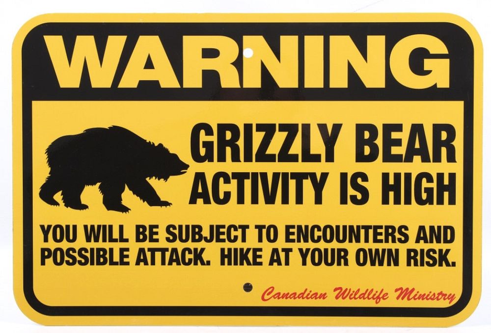 Appraisal: Grizzly Bear Warning Sign from Canada This is a Grizzly