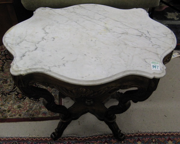 Appraisal: VICTORIAN MARBLE TOP LAMP TABLE Rococo Revival third quarter of