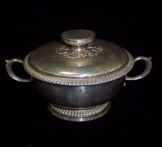 Appraisal: A two-handled wafer bowl with paten cover initialled and dated