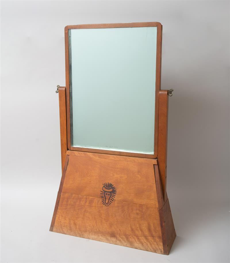 Appraisal: DOUG EDGE b BULLET PROOF MIRROR Wood and glass construction