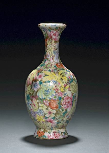 Appraisal: A mille fleur-decorated porcelain vase Qianlong Mark Republic Period Its