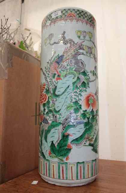 Appraisal: A CHINESE FAMILLE VERT CYLINDRICAL STICK STAND high damages