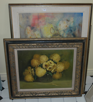 Appraisal: FOUR FLOWER STUDIES Two by M Lynch one by Joyce