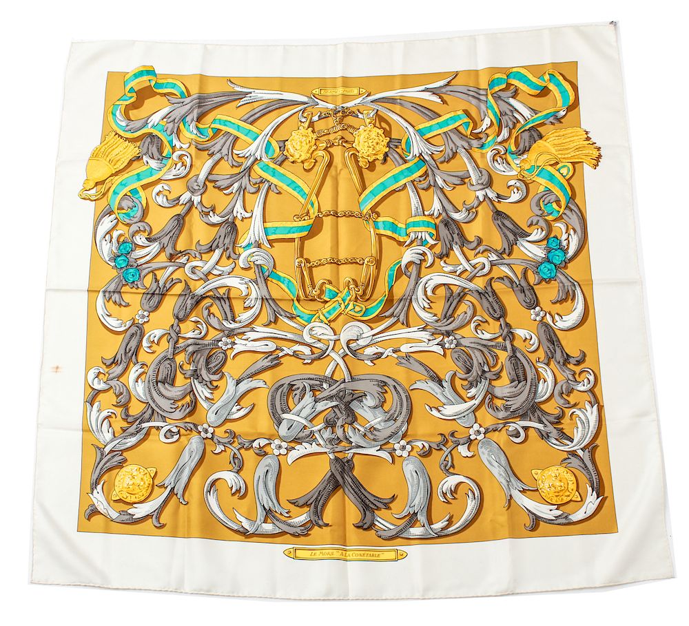 Appraisal: Hermes Le Mors a Conetable Silk Scarf Hermes silk scarf