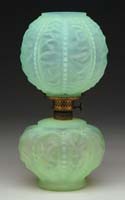 Appraisal: GREEN SATIN MINI LAMP S - Green satin glass with