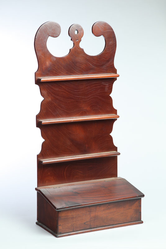 Appraisal: HANGING BOX WITH SPOON RACK England mid th century mahogany