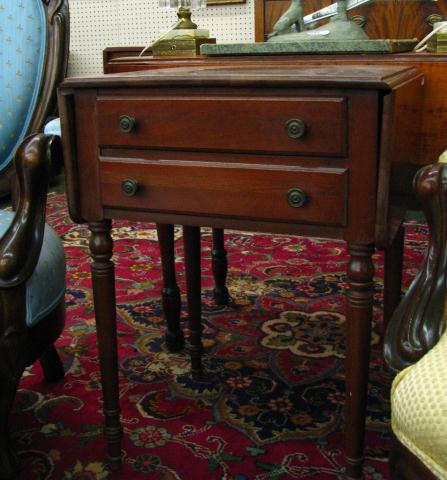 Appraisal: Pair of cherry drop-leaf two-drawer stand tables circa