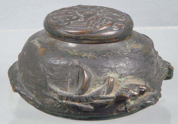 Appraisal: Bronze inkwell depicting the ocean sailing ships and a sea