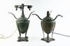 Appraisal: PAIR TIFFANY BRONZE LAMPS - Urn-form Art Nouveau Table Lamps