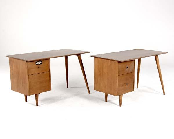 Appraisal: PAUL MCCOBB WINCHENDON Two Planner Group single-pedestal two-drawer desks x