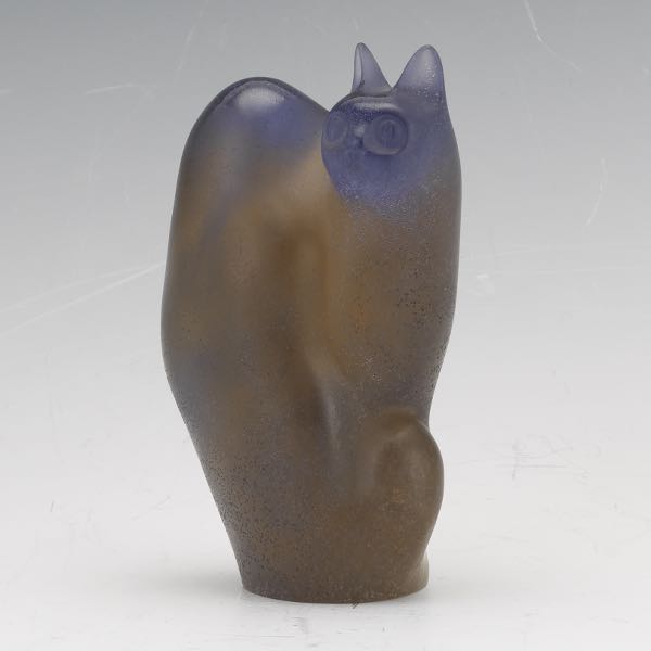 Appraisal: DAUM L'HOSTE PATE DE VERRE CAT H Daum lavender and