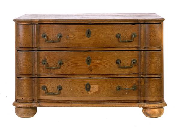 Appraisal: A Continental Baroque pine chest of drawers height in width