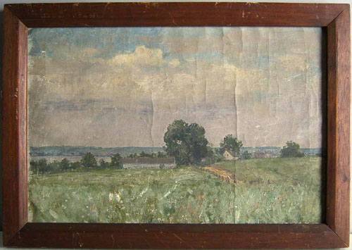 Appraisal: Oil on canvas landscape early th c x