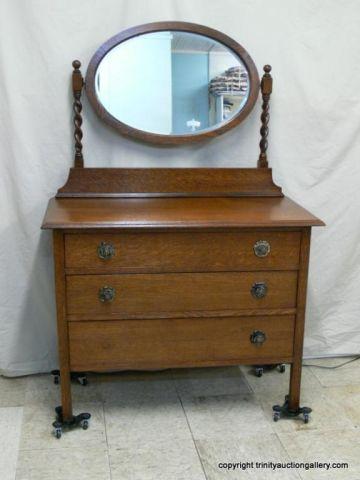 Appraisal: Antique American Oak Drawer Dresser Mirror - solid American Oak